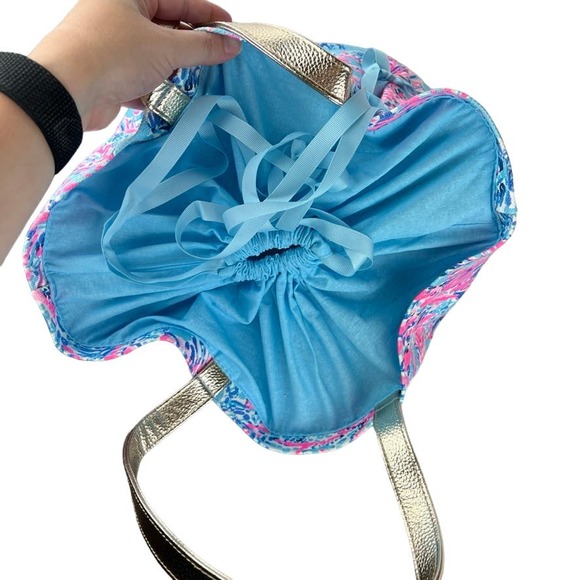 Lilly Pulitzer GWP canvas and wicker tote bag NWT - Picture 9 of 12